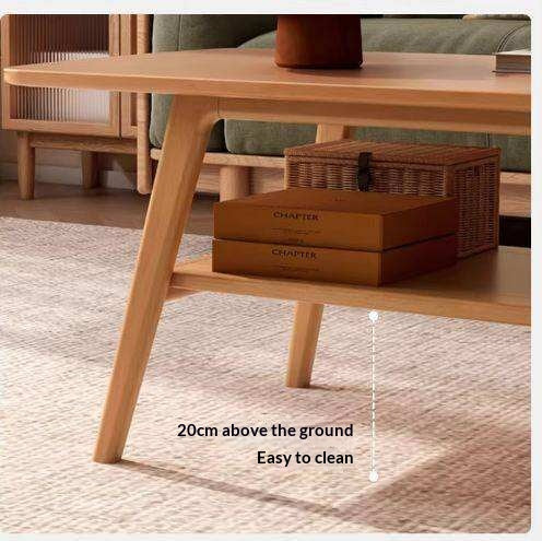 Solid RubberWood Coffee Table with Double Layer in Nordic Style