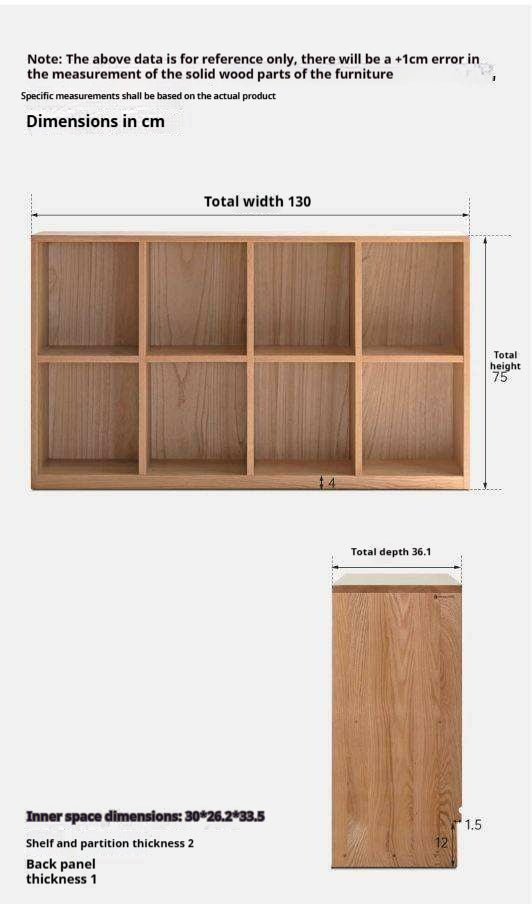 Oak Solid Wood Combination Bookcase.