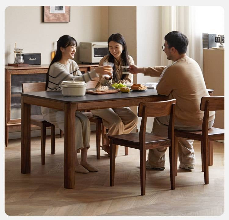 Black Walnut, Sandalwood Solid Wood Rock Slab Dining Table