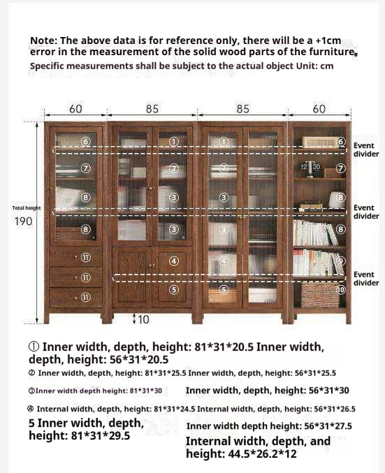 Solid Rubberwood Modern Bookcase