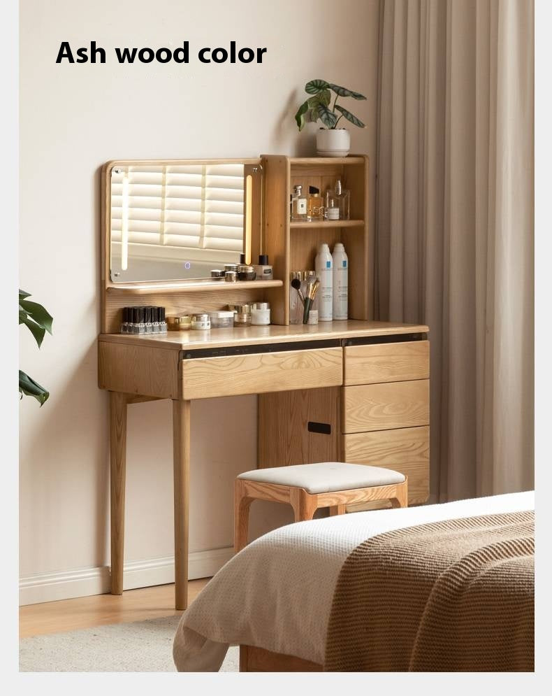 Ash, Oak Solid Wood Multifunctional Modern Vanity Table.