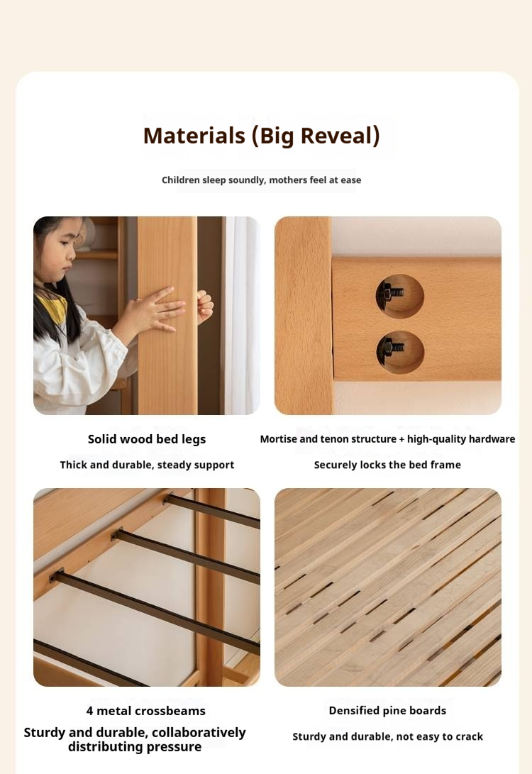 Rubberwood Solid Wood Children's Loft Bed