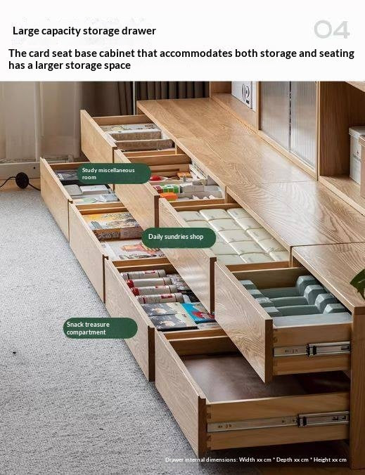 Ash Solid Wood Wall-Mounted Bookcase with Integrated Study Shelf