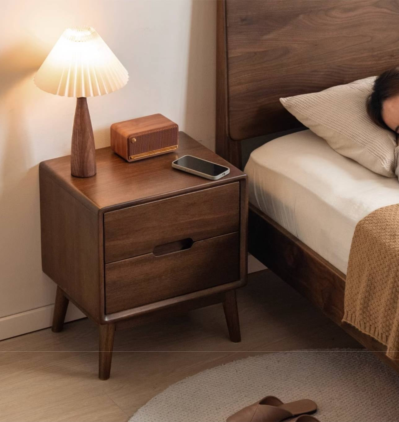 Sandalwood Solid Wood Modern Style Nightstand