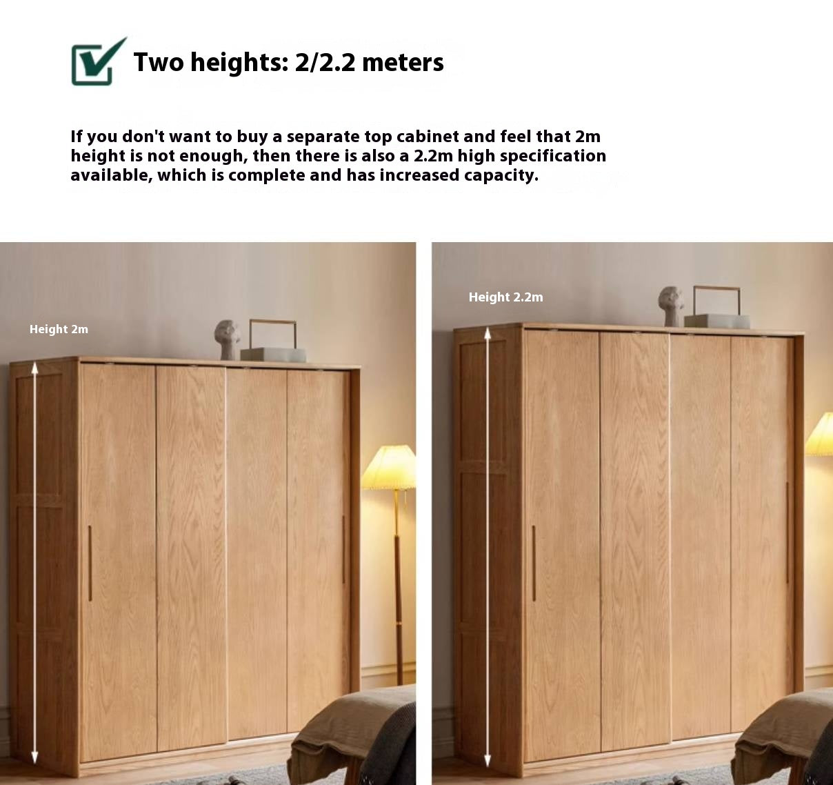 Oak, Ash Solid Wood Wardrobe With Sliding Doors