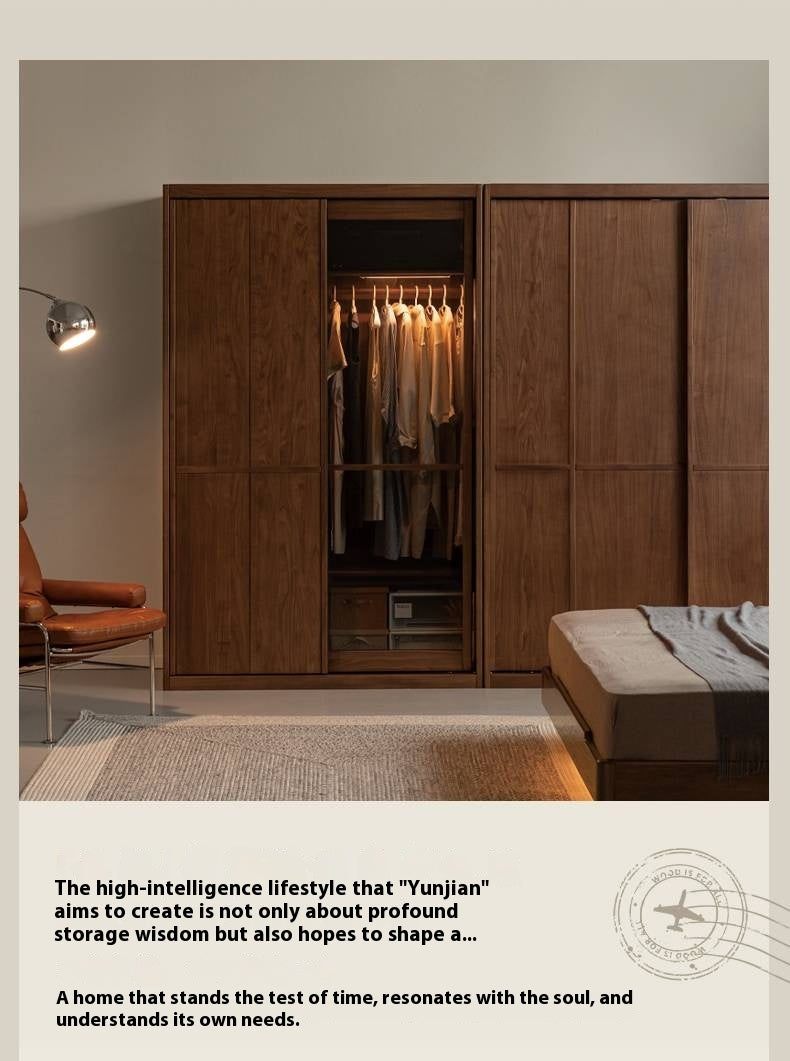 Black Walnut Solid Wood Italian Luxury Sliding Door Wardrobe