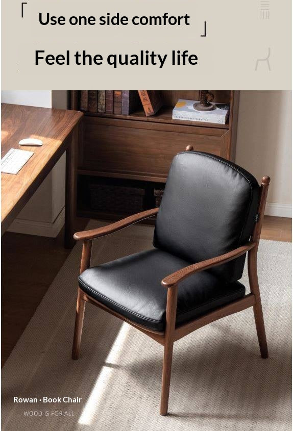 Black Walnut Solid Wood Light Luxury Style Soft Armchair
