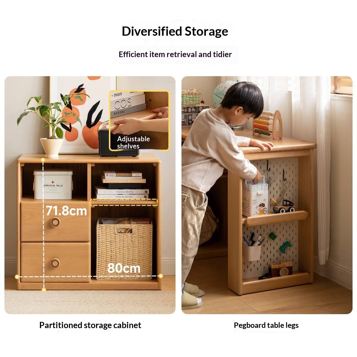 Beech Solid Wood Telescopic Student Writing Desk