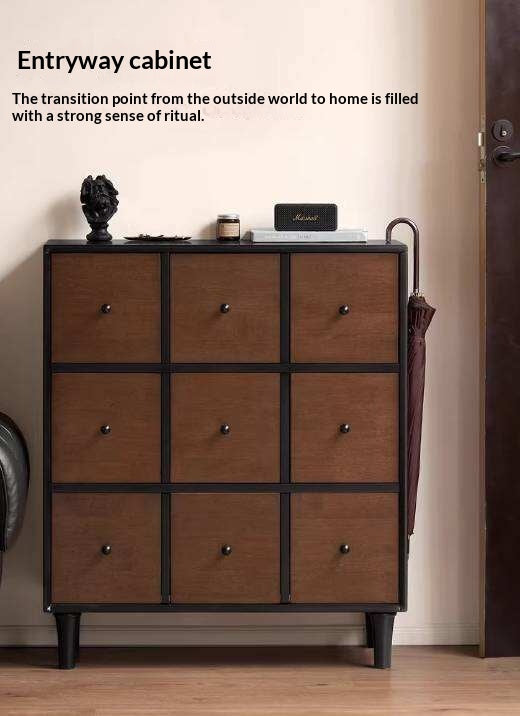 Rubberwood Solid 9-Drawer Dresser, Mid Century Bedroom Storage Cabinet