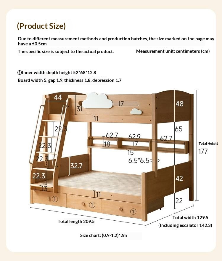 Beech Solid Wood Children's Bunk Bed