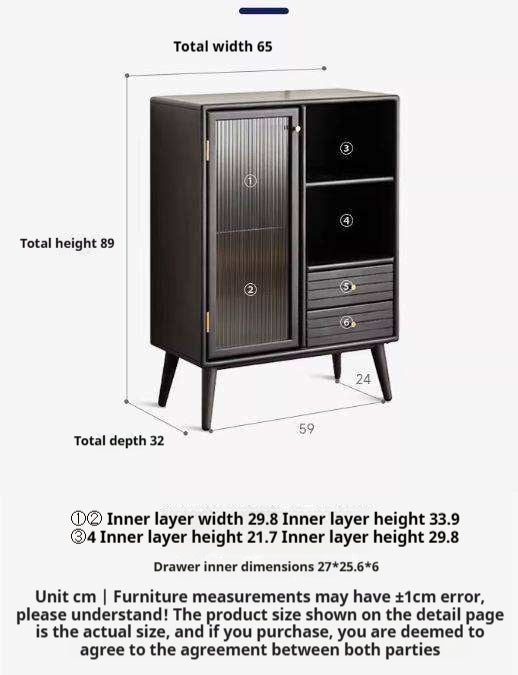 Solid Rubberwood Nordic Black Modern Sideboard