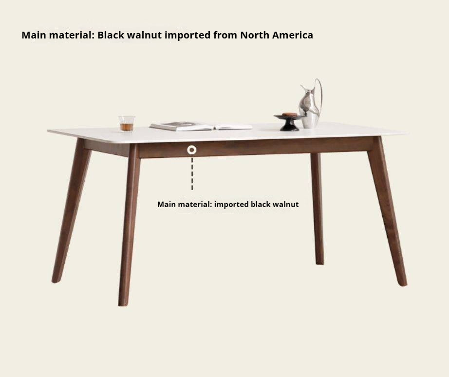 Black Walnut Solid Wood Modern Rock Plate Dining Table