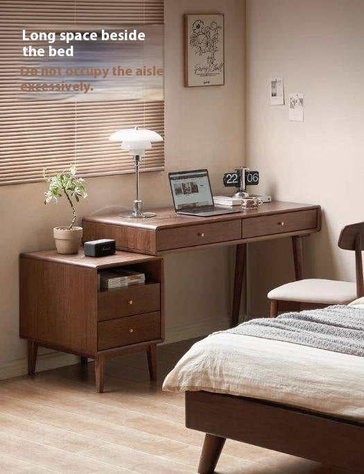 Oak Solid Wood Retractable Computer Desk