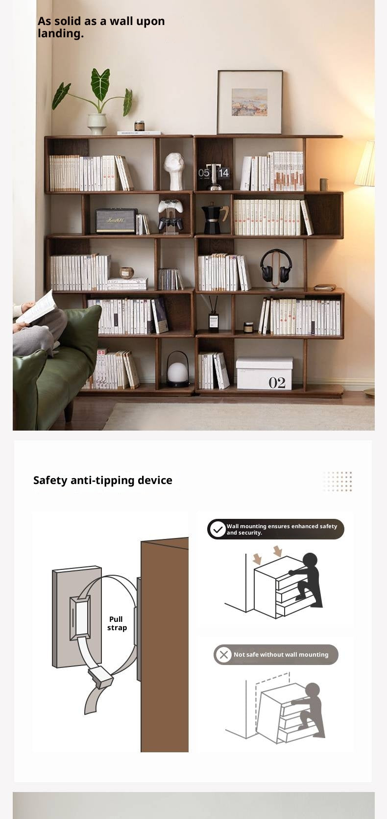 Oak Solid Wood Antique Bookshelf