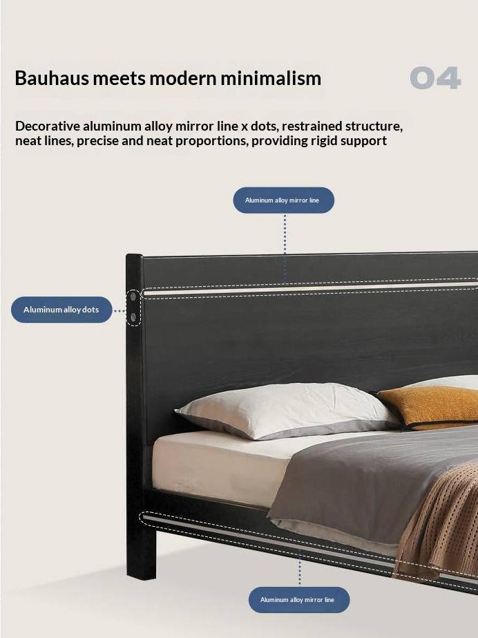 Poplar, Ash Solid Wood Large Board High Headboard Double Household Large Bed