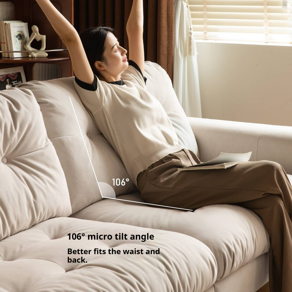 French Retro Fabric Sofa – High-Back with Pet-Friendly Scratch-Resistant Fabric