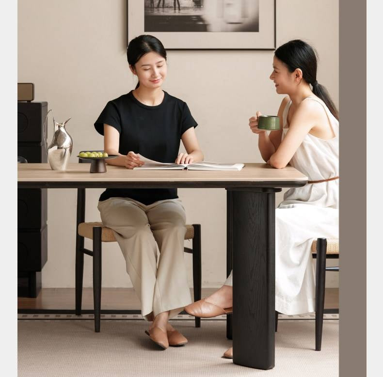 Black Walnut Solid Wood Travertine Slab Light Luxury Dining Table