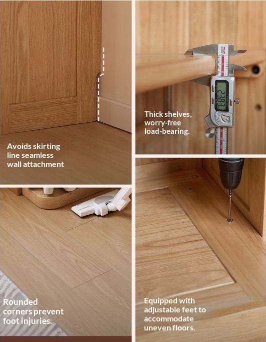 Oak Solid Wood Corner Wardrobe with Removable and Washable Fabric Curtain
