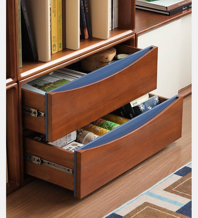 Poplar Solid Wood TV Cabinet Antique Style Module Combination.