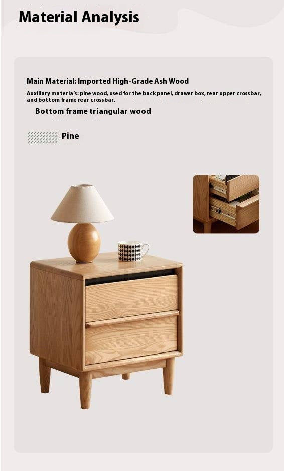 Ash Solid Wood Log Style Nightstand