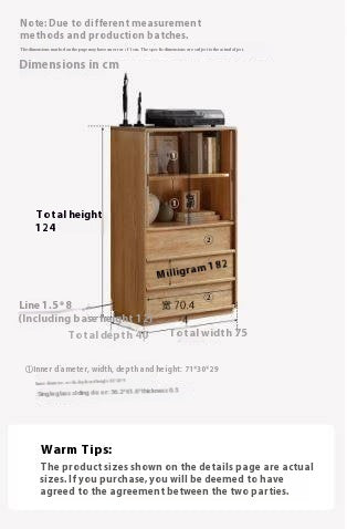 Oak Solid Wood Modern Side Cabinet.