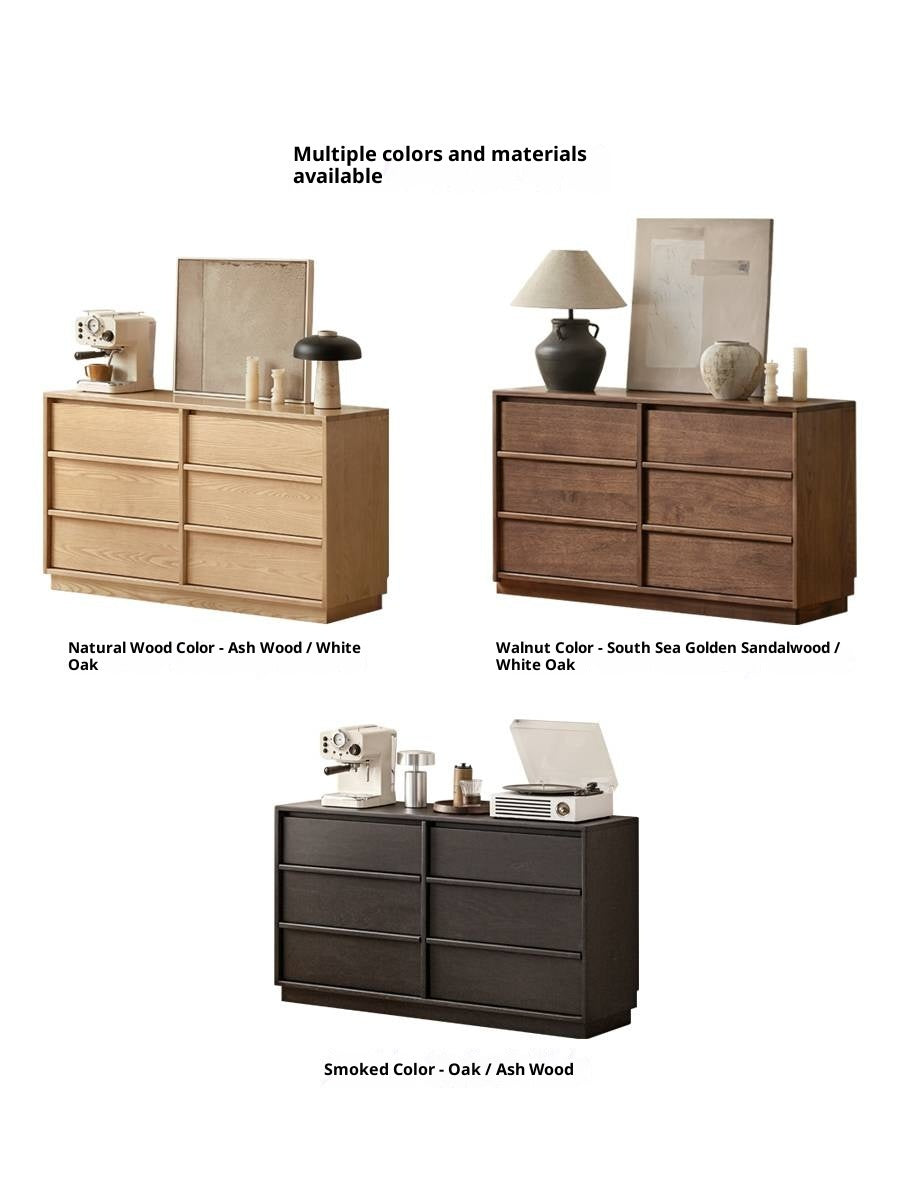 Black Walnut, Sandalwood, Oak Solid Wood Skeleton Line Chest of Drawers