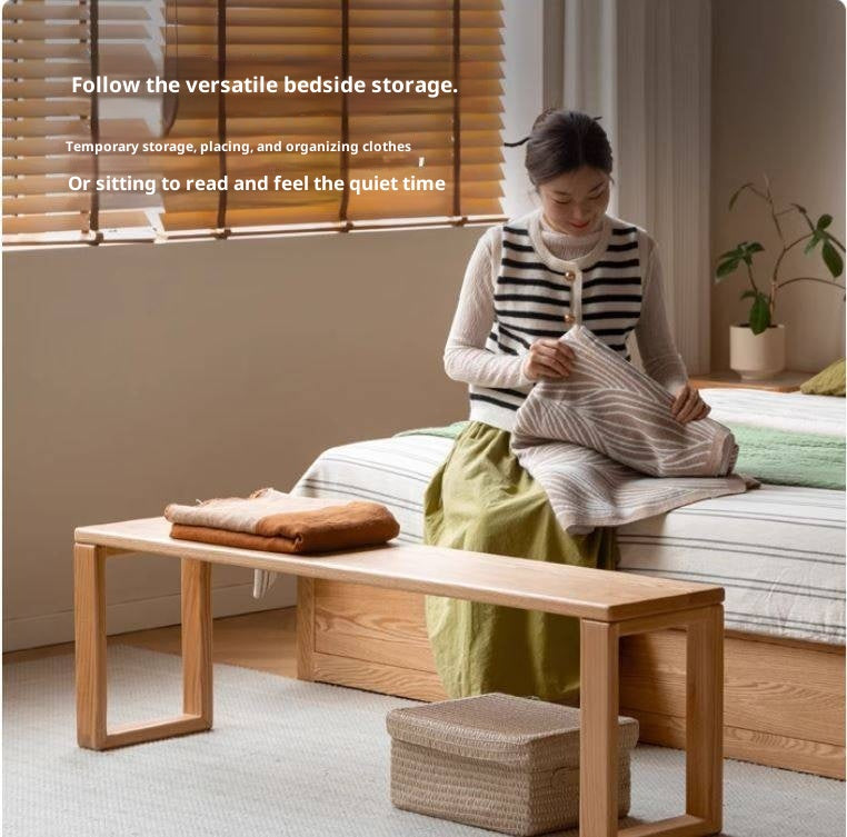 Ash, Oak, Cherry, Beech Solid Wood Long Bed end Bench