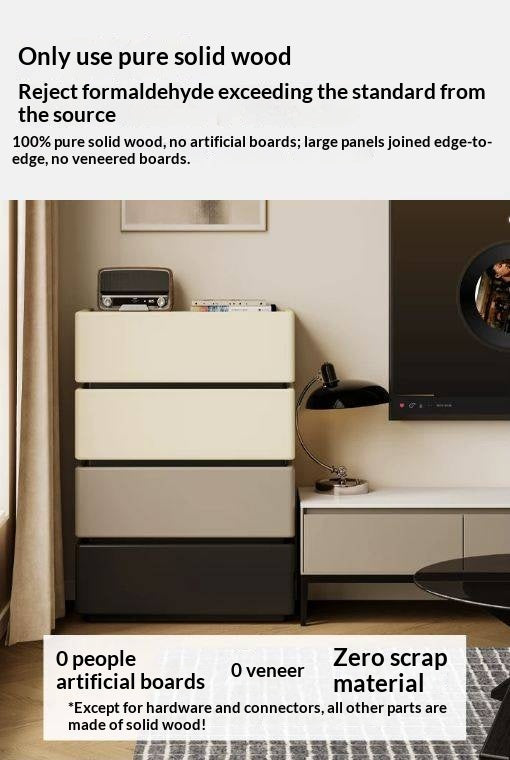 Oak, Ash Solid Wood, Solid RubberWood Light Luxury Side Cabinet