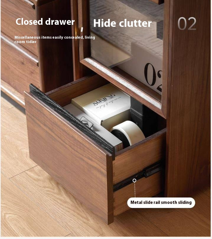 Black Walnut Solid Wood Floor Storage Cabinet