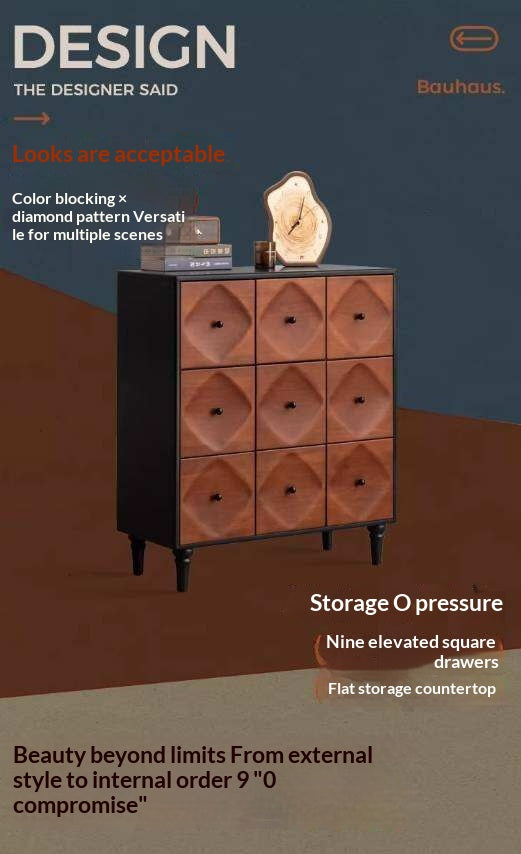 Rubberwood Solid 9-Drawer Dresser, Mid Century Bedroom Storage Cabinet