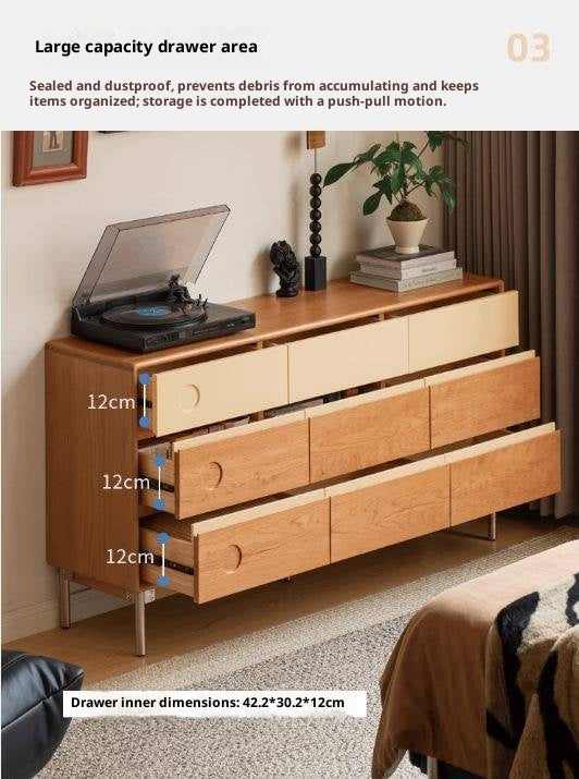 Cherry, Poplar Solid Wood Modern Minimalist Chest of Drawers