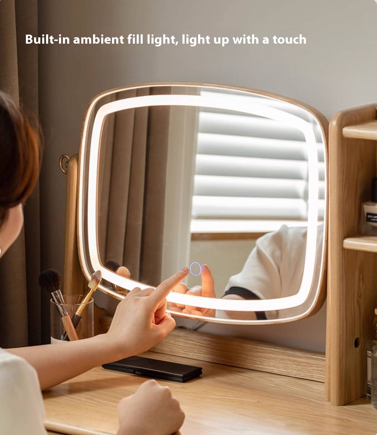 Ash Solid Wood Modern Style Vanity Table Multi Functional.