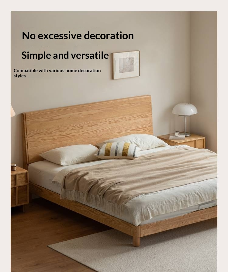 Oak Solid Wood Bed Modern Minimalist Large Bed
