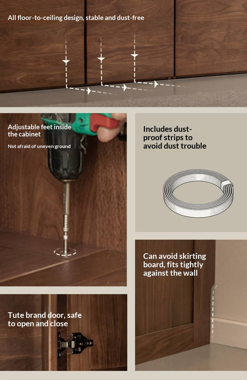Black Walnut Solid Wood Wardrobe Combination Storage Cabinet