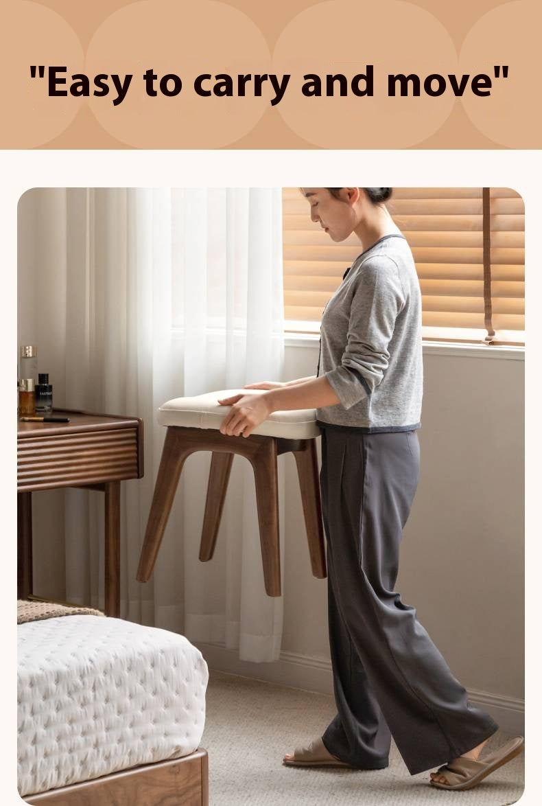 Ash, Black Walnut, Oak Solid Wood, Solid Longan Hardwood Makeup Stool