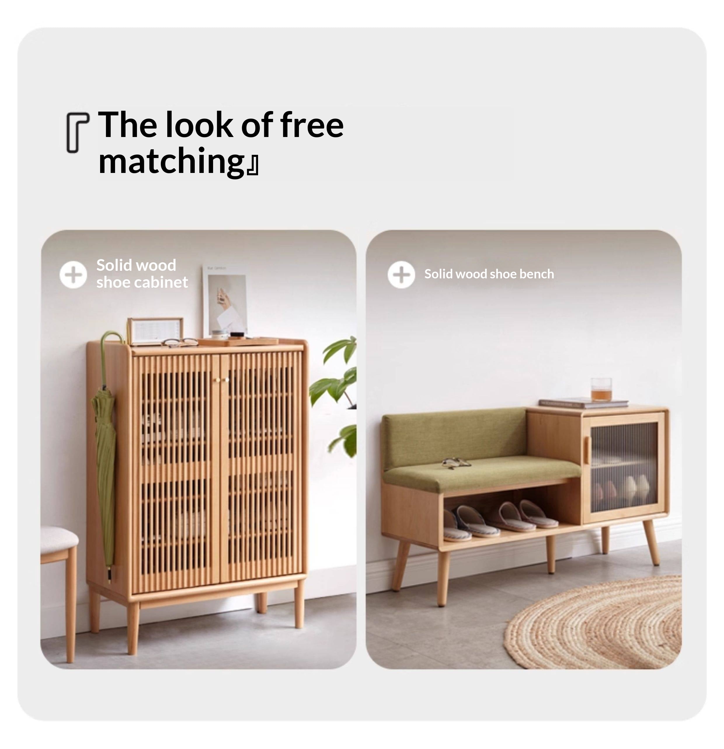 Beech Solid Wood Modern Shoe Cabinet