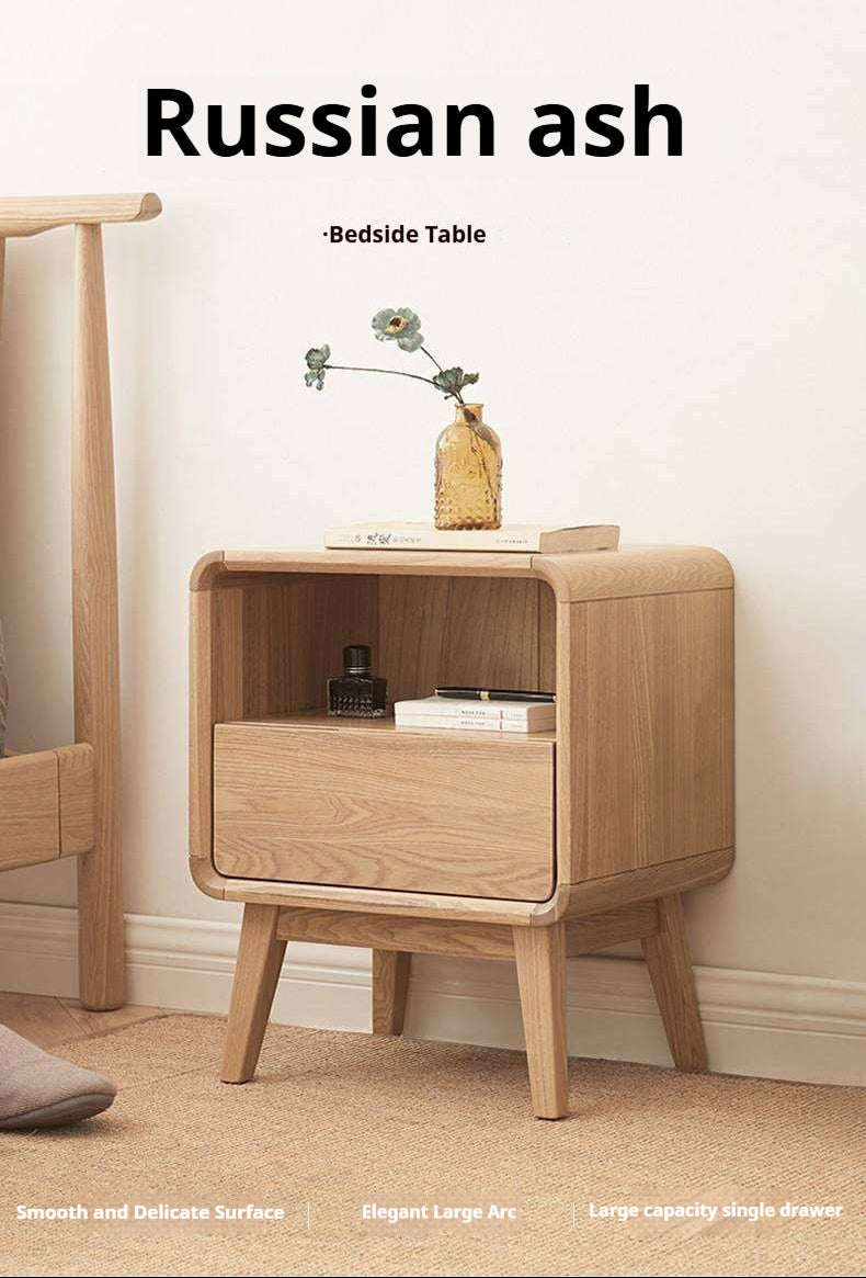 Ash Solid Wood Storage Modern Nightstand