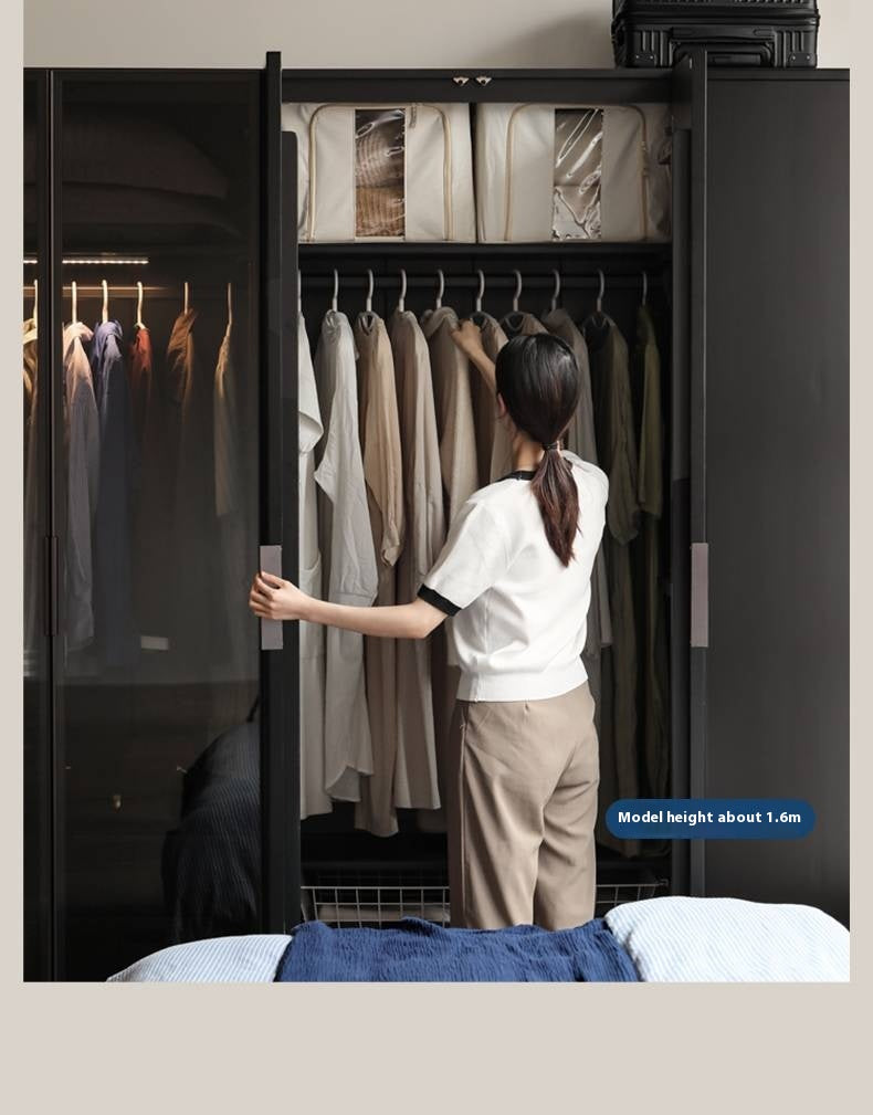 Pine Solid Wood Modern Wardrobe with Light