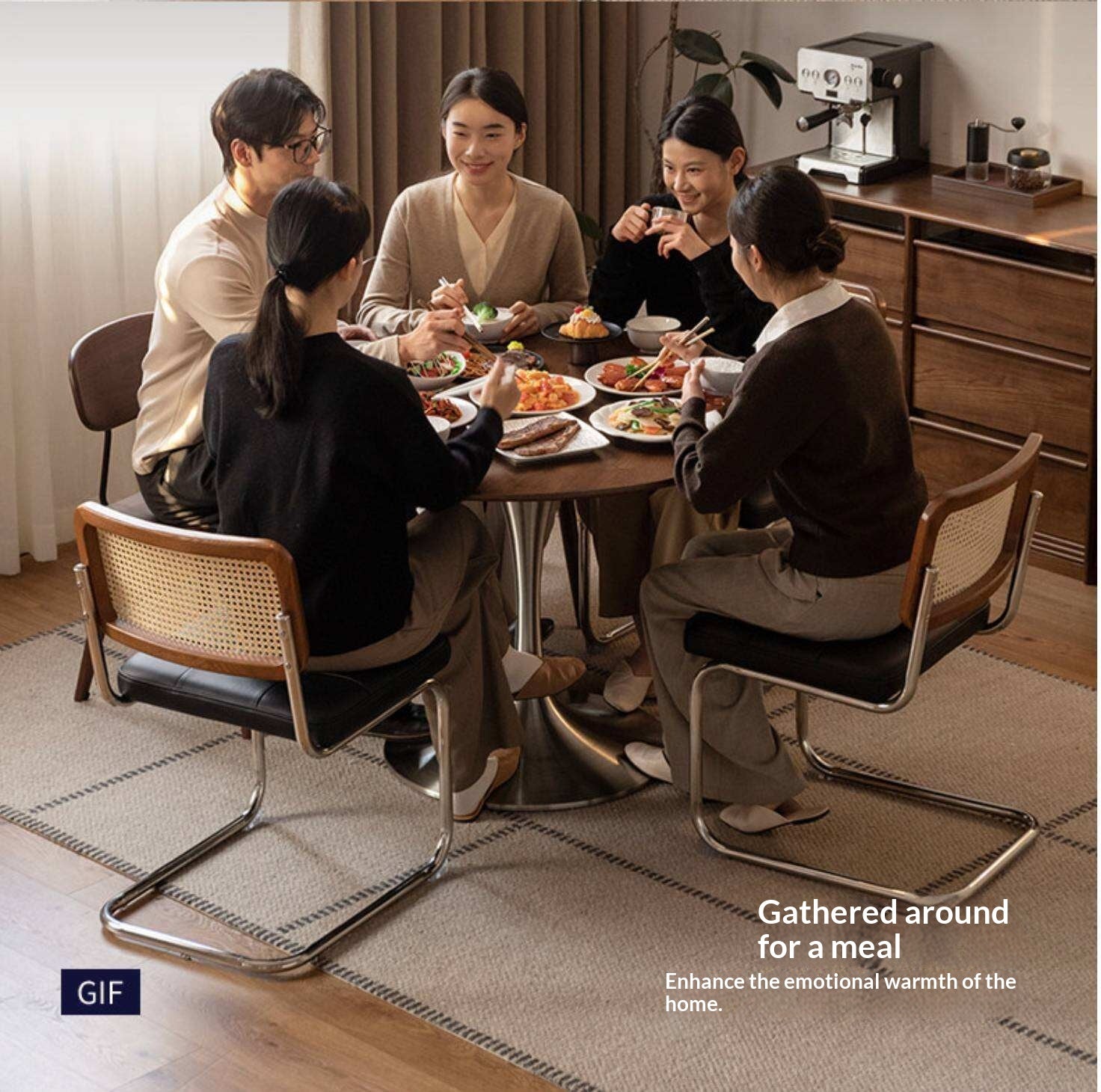 Black Walnut Solid Wood Dining Table Bauhaus Style