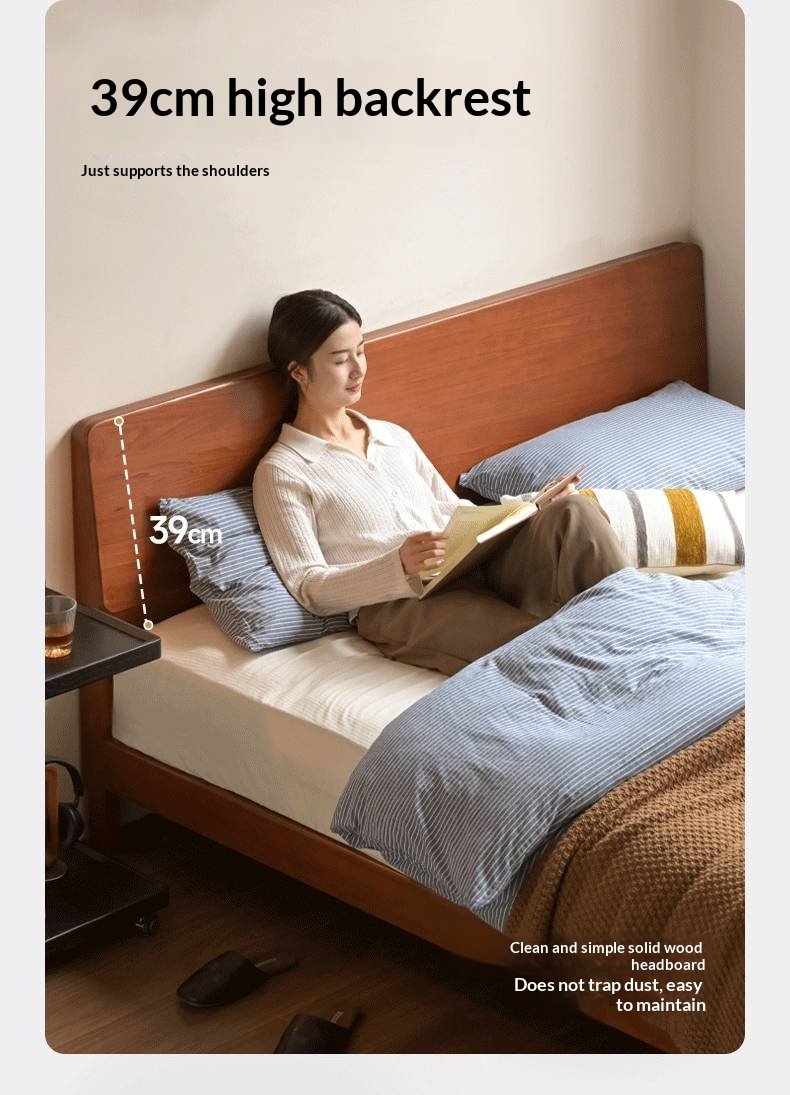 Poplar Solid Wood Bed — Retro Edge Vintage Slab Bed