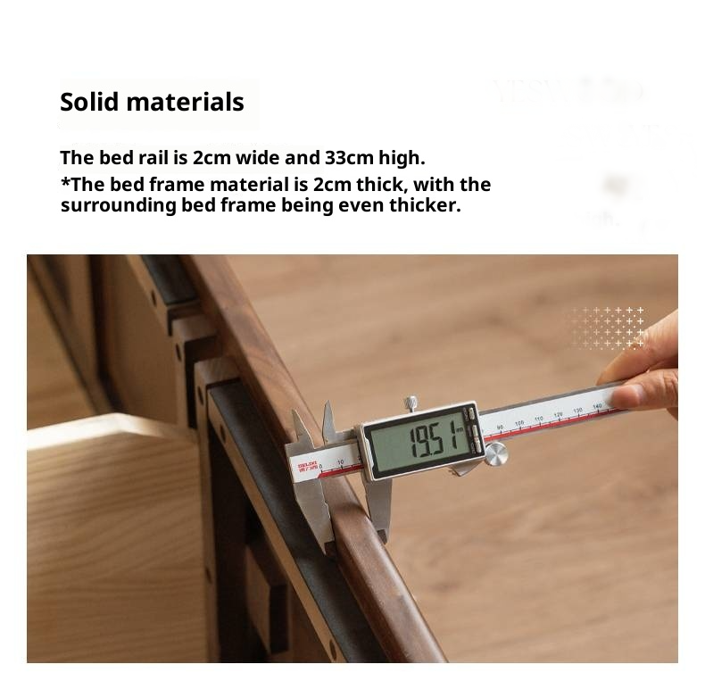 Black Walnut Solid Wood Italian Light Luxury Platform Bed, Headboard-Free Box Bed