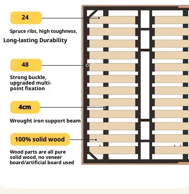 Rubberwood Solid Wood Floating Soft Upholstery Bed