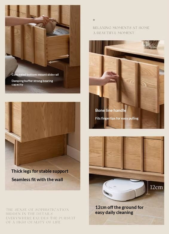 Ash Solid Wood Wabi-sabi Style Four-Drawer Chest