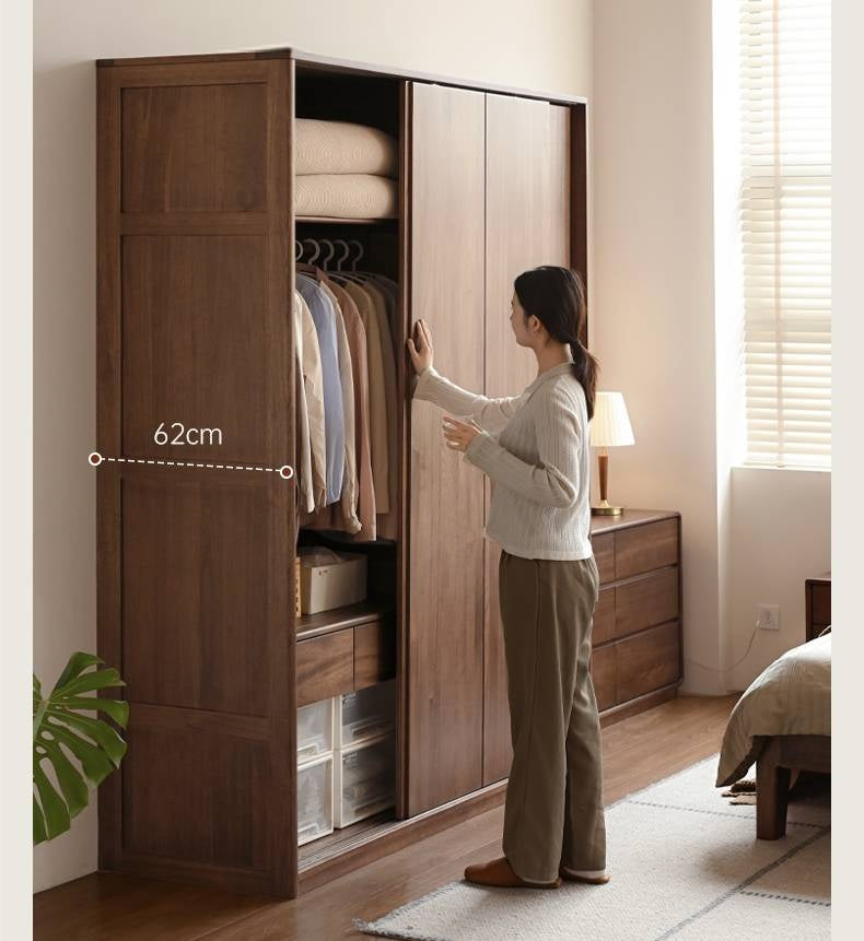 Sandalwood Solid Wood Modern Sliding Door Wardrobe.
