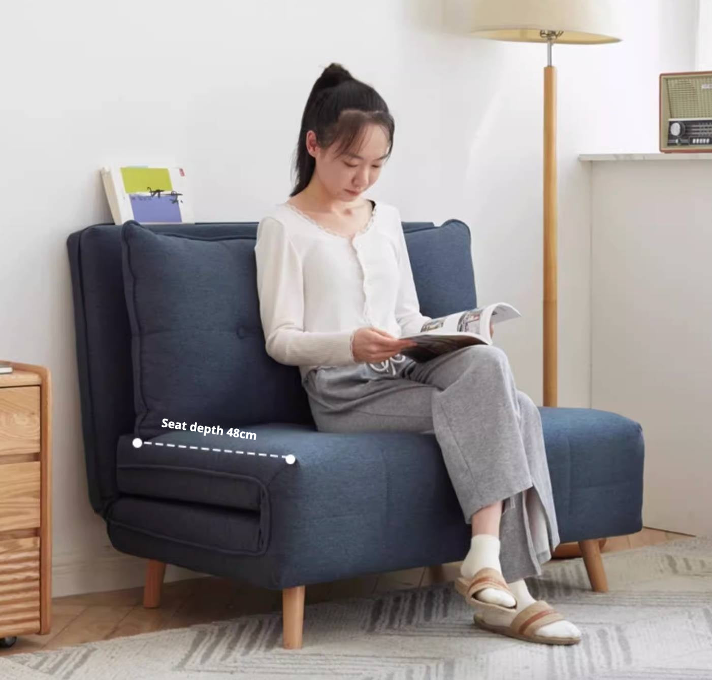 Fabric Sofa Bed, Multifunctional Folding.