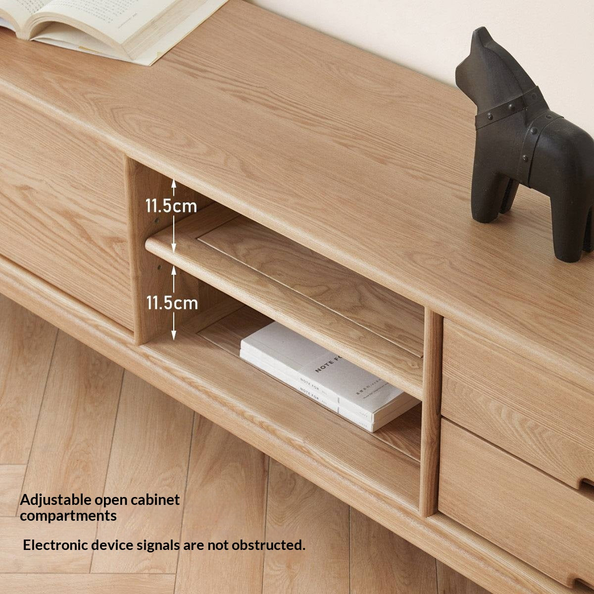 Ash Solid Wood Simple Floor TV Cabinet.