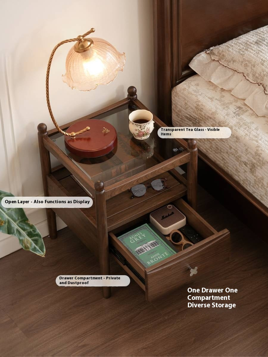 Black Walnut Solid Wood Italian Light Luxury Nightstand