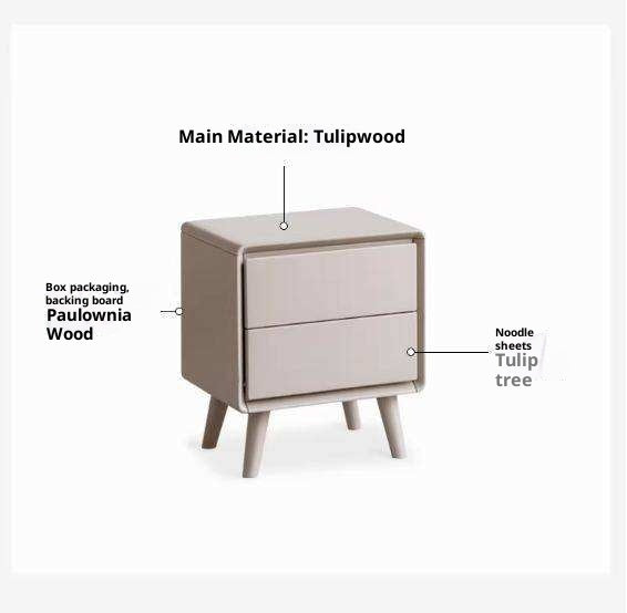 Tulipwood Solid Wood, Solid Rubberwood Modern Nightstand.