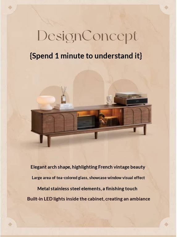 Black Walnut Solid Wood Retro Large Capacity TV Cabinet.