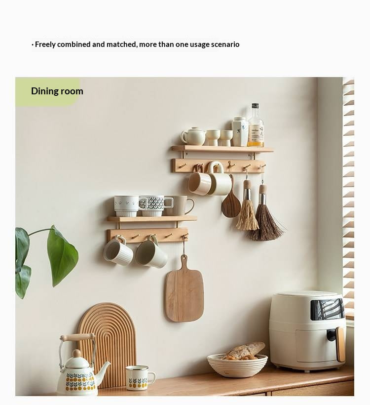 Black Walnut, Beech Solid Wood Wall Shelf